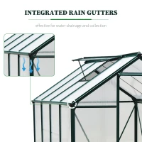 Outsunny 6' x 8' Outdoor Greenhouse with Rain Gutter and Roof Vent for Patio Backyard Dark Green(m-7)