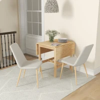 HOMCOM Solid Wood Kitchen Table, Farmhouse Drop Leaf Tables for Small Spaces, Folding Dining Table, Nature Wood(m-1)