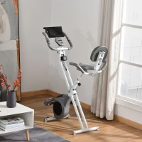 Soozier Folding Exercise Bike, Indoor Stationary Bike with 8-Level Magnetic Resistance and LCD Monitor, for Cardio Workout, Grey(m-1)