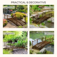 Outsunny 7' Metal Arch Garden Bridge Arc Footbridge with Side Railings Decorative Scrollwork, Bronze(m-5)