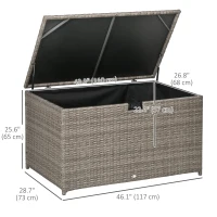 Outsunny 113 Gallon Outdoor Storage Box, Rattan Deck Box for Indoor, Patio Furniture Cushions, Mixed Grey(m-3)