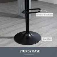 HOMCOM Adjustable Bar Stools Set of 2, Velvet Counter Height Barstool, Upholstered Kitchen Stool with Swivel Seat, Steel Frame, Footrest for Kitchen Counter and Dining Room, ‎Black(m-6)