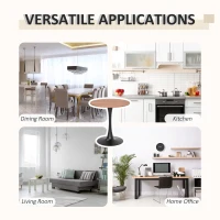 HOMCOM 27.5" Round Dining Table with Metal Pedestal Base for Living Room, Natural Wood/Black(m-7)