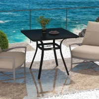 Outsunny Rectangle Patio Dining Table for 4 People with Steel Legs, Metal Tabletop for Garden, Backyard, Lawn, Balcony, Black(m-9)