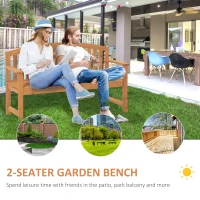 Outsunny 55" Wooden Garden Bench, 2 Seater Outdoor Patio Seat with Slatted Design for Deck, Porch or Garden, Natural(m-4)