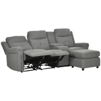 HOMCOM L-Shaped Sofa, Manual Reclining Sectional with Chaise Ottoman, Storage Console, Cup Holders, USB Charging, Gray(m-11)