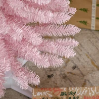 HOMCOM 5' Artificial Pencil Christmas Tree, Slim Xmas Tree with 294 Realistic Branch Tips and Plastic Stand, Pink(m-9)