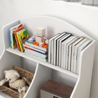 Qaba 3 Tier Kids Bookcase with Drawer, 2 Storage Compartment, for Nursery, Playroom, Bedroom, Classroom, White(m-9)