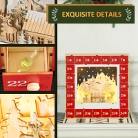 HOMCOM Wooden Christmas Advent Calendar, Light Up Holiday Decoration with 24 Countdown Drawers, Battery Operated(m-6)