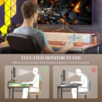 HOMCOM Reversible L Shaped Desk with Lights, Power Outlet, USB Ports, Corner Desk with Storage for Home Office, Brown(m-7)