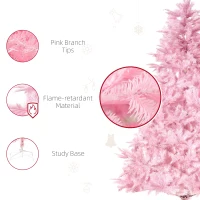 HOMCOM 5FT Artificial Christmas Tree Holiday Xmas Tree Decoration with Automatic Open for Home Party, Pink(m-7)