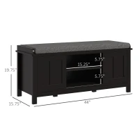 HOMCOM Modern Shoe Storage Bench, Entry Way Bench with Cushion, 2 Sliding Doors, Storage Ottoman Bench, Holds 10 Pairs, Black(m-3)