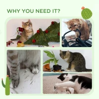 PawHut 23.5" Cactus Cat Scratching Post with Turntable Interactive Ball Toy, Cute Cat Scratching Post with Extreme Stability, Cactus Cat Tree for Indoor Cats(m-7)