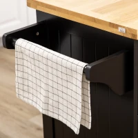 HOMCOM Rolling Kitchen Island with Storage, Utility Kitchen Island Cart with Drawer, Cabinets, Towel Rack and Rubber Wood Top(m-9)