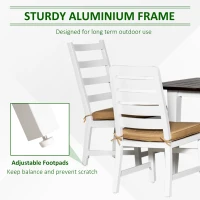 Outsunny Patio Dining Set for 6, Outdoor Furniture Set with a Table & Chairs, Cushions, Umbrella Hole for Garden, Backyard, or Poolside, Beige(m-7)