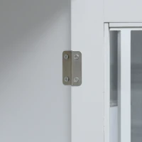 HOMCOM Sideboard, Buffet Cabinet with 3 Tempered Glass Doors, Stripe Pattern and Adjustable Storage Shelf, Credenza, White(m-9)