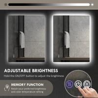 HOMCOM Dimmable Bathroom Mirror with Lights, 39" x 32" Backlit LED Mirror w/ Anti-Fog, Memory & Infinite Color Temperature(m-4)