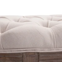 HOMCOM Semi-Circle End of Bed Bench with Tufted Design, Upholstered Bedroom Entryway Bench with Rubberwood Legs, Off White(m-8)