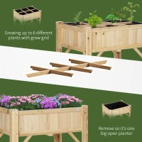 Outsunny 6 Pocket Raised Garden Bed, Elevated Wood Planter Box with Storage Shelf and Non-Woven Fabric, for Vegetable, Flower, Herb in Patio, Backyard, Balcony(m-9)