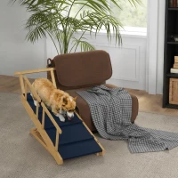 PawHut Dog Ramp, Adjustable Height Pet Steps, Foldable Dog Stairs with Non-slip Mat for Small to Large Dogs(m-10)