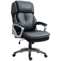 Vinsetto High Back Executive Chair Computer Ergonomic Task Seat PU Leather Swivel Chair for Office with Padded Armrests, Adjustable Height, Black(m-2)