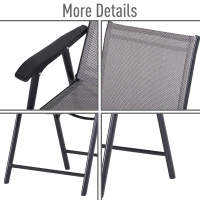 Outsunny 2-Piece Folding Dining Chair Set for Relaxing on Patio, Balcony, or Garden, Comfortable Outdoor Furniture with Armrests, Grey(m-7)