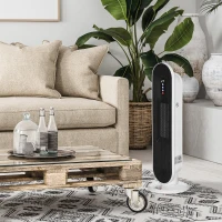 HOMCOM Ceramic Space Heater, Indoor Tower Heater with 45 Degree Oscillation, Remote Control, 24H Timer, Tip-Over & Overheating Protection, 1500W/1000W(m-9)