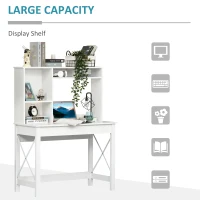 HOMCOM Computer Desk with Hutch, Home Office Table with Storage Shelves and Open Compartments for Writing, Work, White(m-4)