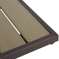 Outsunny 3 PCS Rattan Wicker Bar Set with Wood Grain Top Table and 2 Bar Stools for Outdoor, Patio, Poolside, Garden, Grey(m-9)