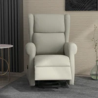 HOMCOM Wingback Lift Chair for Elderly, Power Chair Recliner with Footrest, Remote Control, Side Pockets, Cream White(m-9)