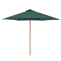 Outsunny ⌀9' x 8' H Patio Umbrella, Market Umbrella with Hardwood Frame and Wind Vent, Outdoor Beach Parasol, Green(m-11)