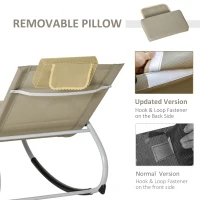 Outsunny Rocking Chair, Zero Gravity Patio Chaise Garden Sun Lounger, Outdoor Reclining Rocker Lounge Chair with Detachable Pillow for Lawn, Patio or Pool, Sand(m-7)