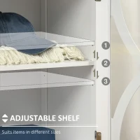 HOMCOM Kitchen Sideboard, Glass Door Buffet Cabinet, Bathroom Storage Cabinet with Adjustable Storage Shelf for Dining Room, Living Room, White(m-6)