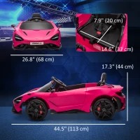 Qaba McLaren 765LT Licensed 12V Kids Electric Car w/ Scissor Doors, Transport Wheels, Remote, Slow Start, Music Horn Pink(m-3)