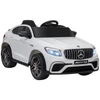Aosom 12V/7AH Kids Ride on Car, Mercedes Benz AMG GLC63S Coupe, Electric Car with Remote Control, Handle, 2 Speed, with Music, Electric Light, Easy to Move, White(m-2)