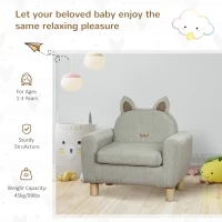 Qaba Kids Sofa Chair Seat with Kitten Ear Backrest, Grey(m-7)