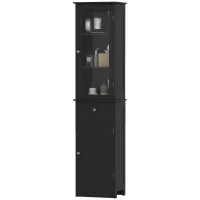 kleankin Tall Bathroom Cabinet, Bathroom Storage Cabinet with Drawers, 2 Doors and Adjustable Shelves, Black(m-2)
