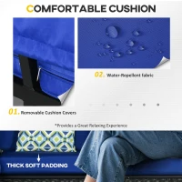 Outsunny Wicker Patio Furniture, Outdoor PE Rattan Sofa Set with Retractable Canopy Pergola, Shade Shelter for Deck, Pool, Garden, Terrace, Blue(m-5)