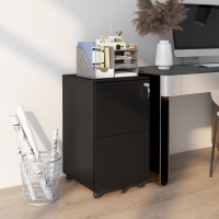 Vinsetto Vertical Steel Filing Cabinet on Wheels, 2-Drawer Lockable File Cabinet with Adjustable Hanging Bar for A4, Legal and Letter Size, Black
