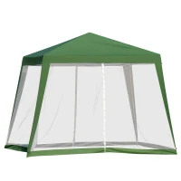Outsunny 10x10ft Party Tent Canopy with Netting, Patio Screen House Slant Leg Outdoor Gazebo Sun Shade Shelter, Green(m-11)
