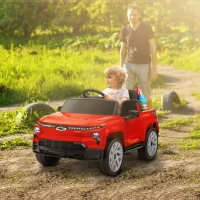 Qaba 12V Chevrolet Silverado EV RST Licensed Kids Electric Car with Parent Remote Control, Spring Suspension, Red(m-2)