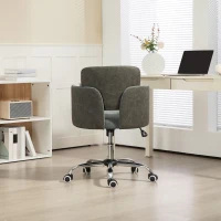 HOMCOM Small Desk Chair, Height Adjustable Fabric Office Chair with Swivel Wheels, Tilt Function, Computer Chair, Grey(m-7)