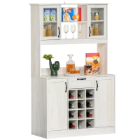 HOMCOM Kitchen Buffet with Hutch, Kitchen Pantry with Drawer and Wine Rack, White(m-11)