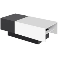 HOMCOM Rectangular Wooden Chest Coffee Table with Slide Top Trunk Storage, Black and White(m-10)