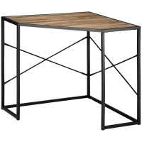 HOMCOM Corner Desk for Small Spaces, Small Computer Desk with Metal Frame, Space Saving Home Office Desk Workstation, Black(m-11)