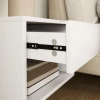 HOMCOM Floating Nightstand Set of 2, Wall Mounted Bedside Table with Drawer for Bedroom, White(m-9)
