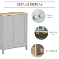 HOMCOM Buffet Cabinet with Storage, Modern Bathroom Floor Cabinet, Sideboard Buffet with 2 Adjustable Shelves and 2 Doors for Kitchen, Living Room, Dining Room, Gray(m-7)
