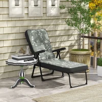Outsunny Outdoor Lounge Chair with Padded Cushion, Folding Reclining Patio Garden Chair with Recline Back, Footrest, for Poolside, Patio, Grey(m-8)