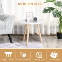 HOMCOM Round Coffee Table, Carved Floral End Table with Tray-style Top and Wooden Legs for Living Room(m-4)