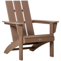 Outsunny Patio Adirondack Chair, Outdoor HDPE Fire Pit Chair, Weather Resistant Outdoor Chair with High-back, Patio Chair for Deck, Garden, Backyard, Brown(m-1)